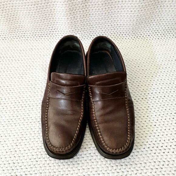 Bruno Magli Chocolate Brown Leather Bryant Slip On Loafer Casual Shoes 9 Men - Picture 11 of 11